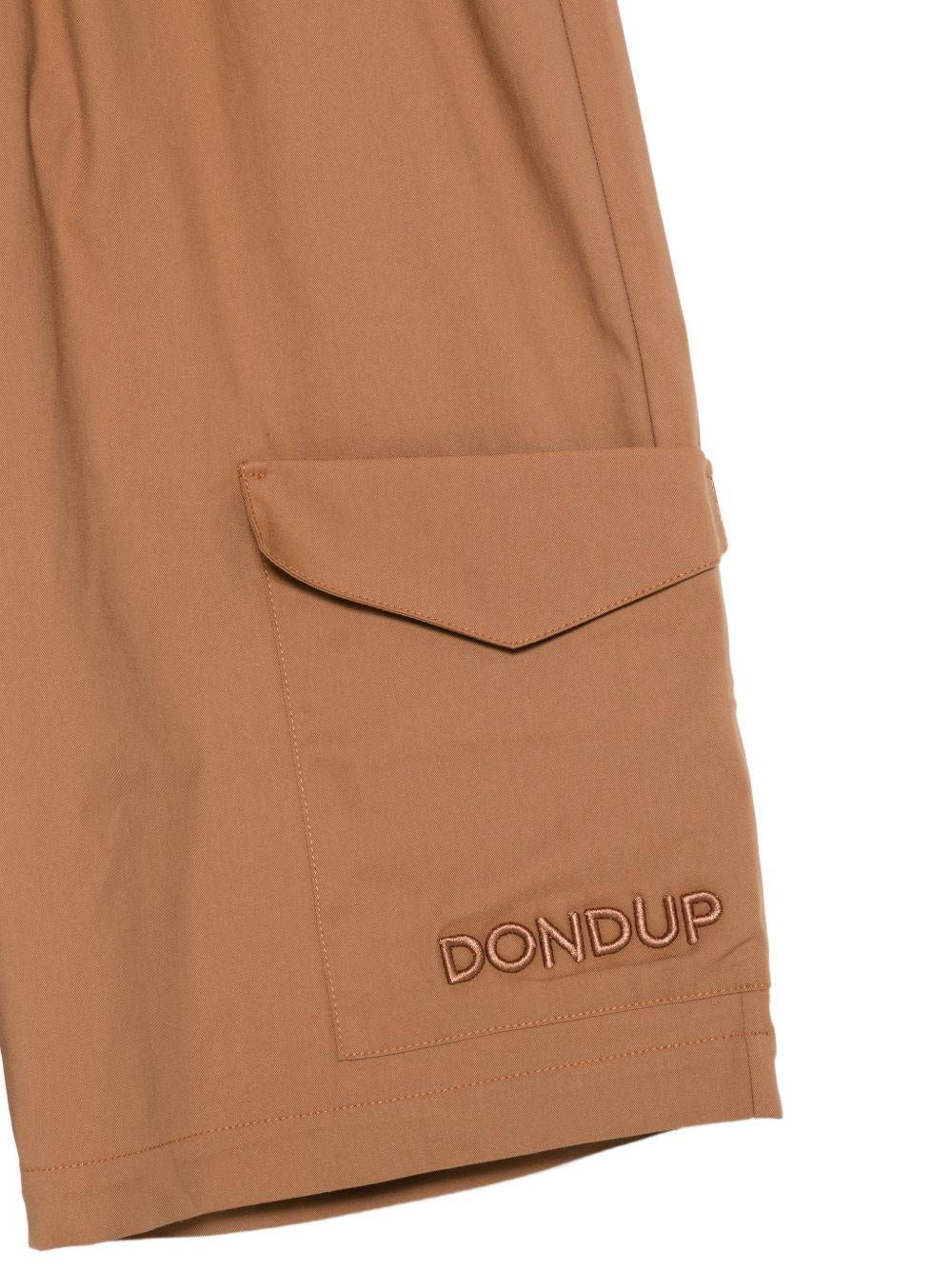 Shorts per bambino DONDUP Kids marroni con logo ricamato sul davanti DMBE0250TV124 6009 DONDUP KIDS 