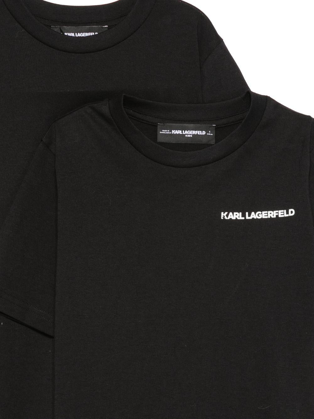 Set di due t-shirt per bambino Karl Lagerfeld Kids nero con logo sul petto Z31469 09B KARL LAGERFELD KIDS 