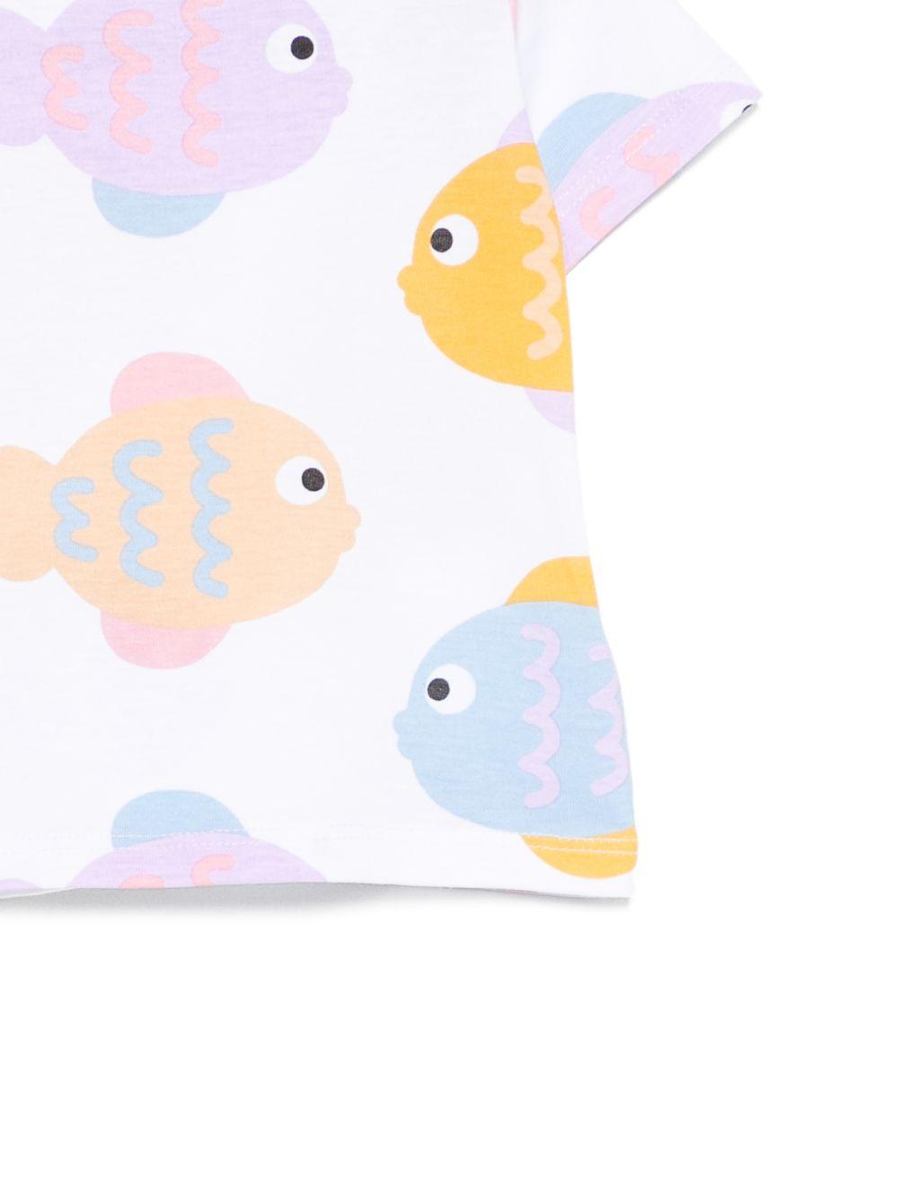 T-shirt per neonati Stella McCartney Kids bianca con stampa grafica pesciolini TY8081 Z3573 100MC STELLA McCARTNEY KIDS 