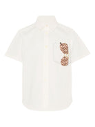 Camicia per bambino Fendi Kids bianca con stampa grafica sul davanti JMC203 AEXZ F0TU9 FENDI KIDS 