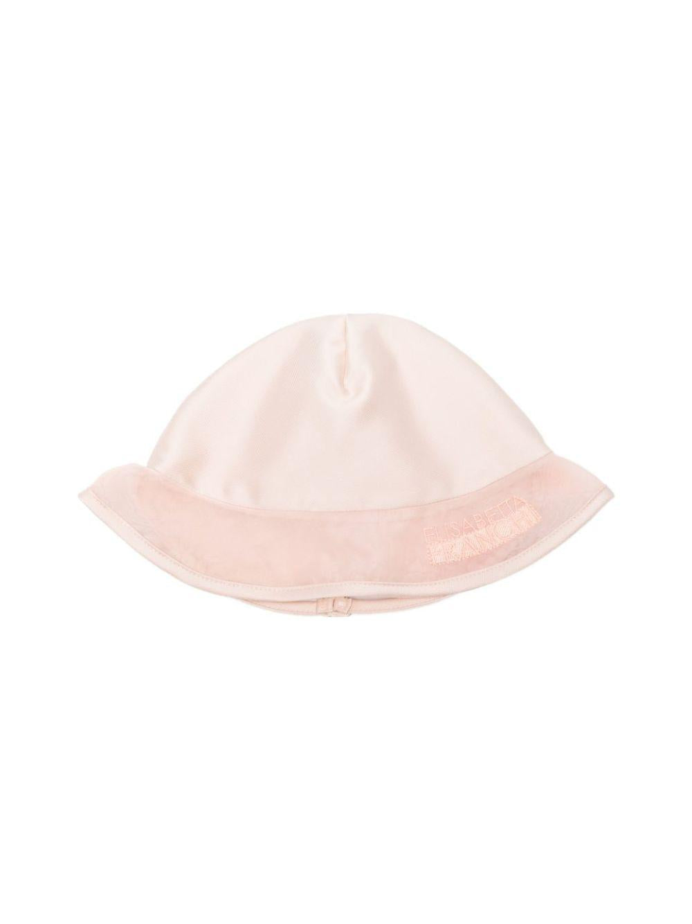 Cappello per neonata Elisabetta Franchi La Mia Bambina rosa chiaro con logo ricamato ENCP0810TV032 C036 ElISABETTA FRANCHI KIDS 