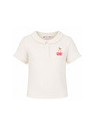 T-shirt per bambina Bonpoint bianco latte con motivo ricamato S06GTSK00018 102 BONPOINT KIDS 