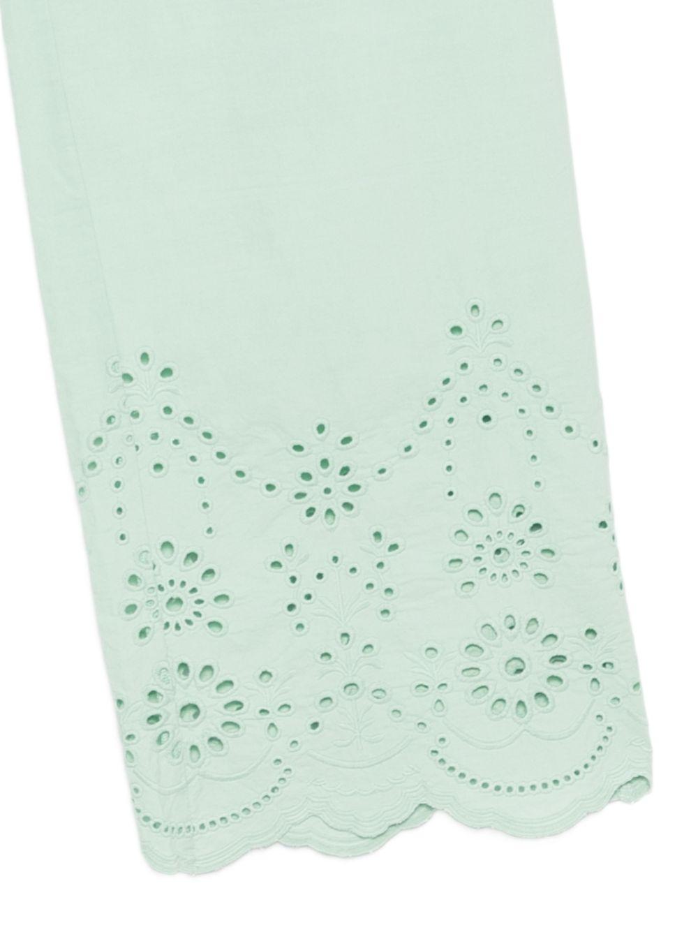 Pantaloni Inez in sangallo MC2 Saint Barth verde con fondo smerlato IEN0002 00474L MC2 ST. BARTH 