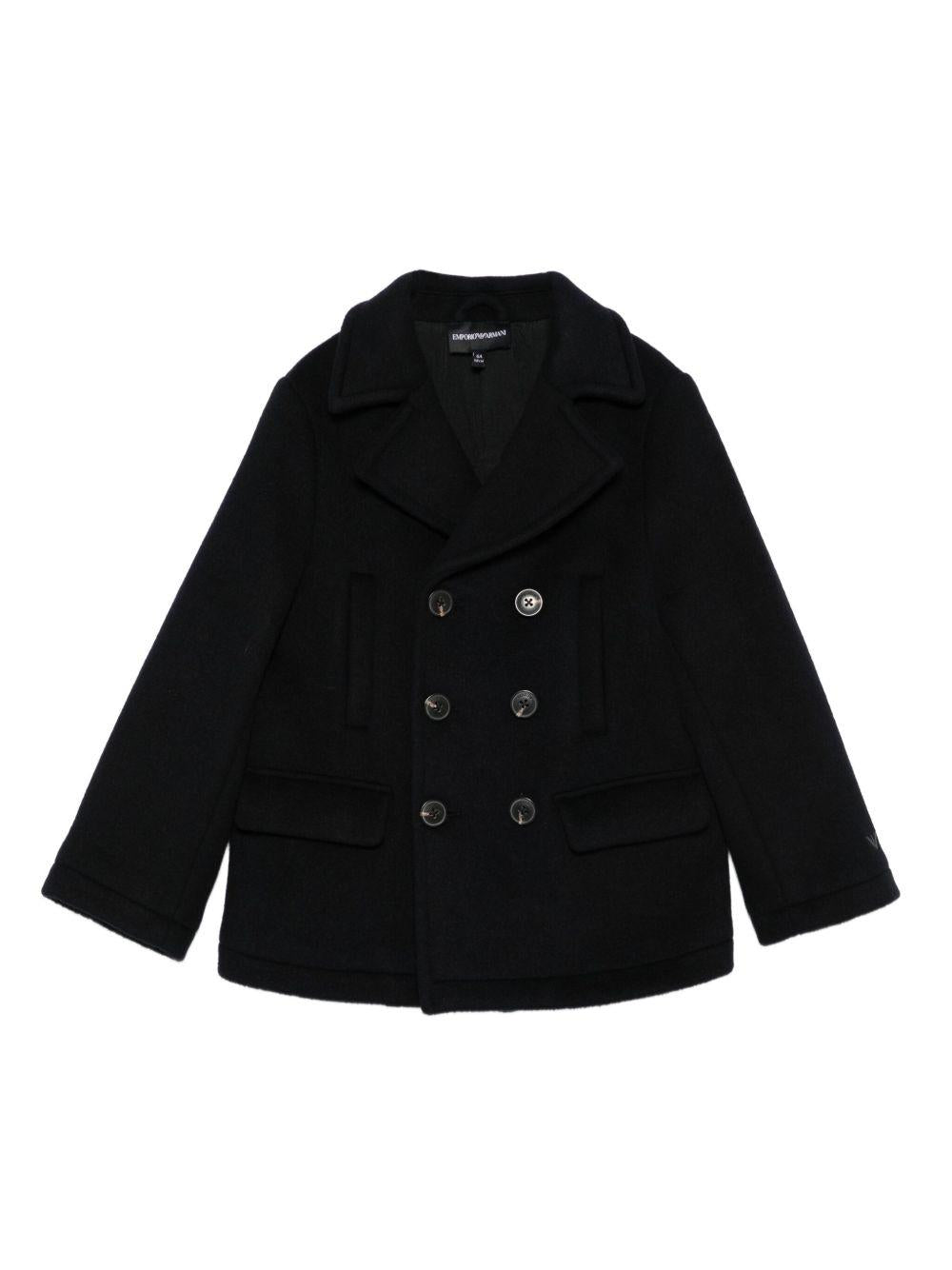 Cappotto per bambino Emporio Armani Kids blu navy con chiusura a doppiopetto EB000492 AF16038 UB118 EMPORIO ARMANI KIDS 