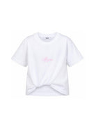 T-shirt per bambina MSGM Kids bianca con dettaglio nodo S6MSJGTH205 001 MSGM KIDS 