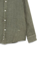 Camicia in lino per bambino Paolo Pecora Kids verde con logo ricamato PP4031 OLIVA PAOLO PECORA KIDS 