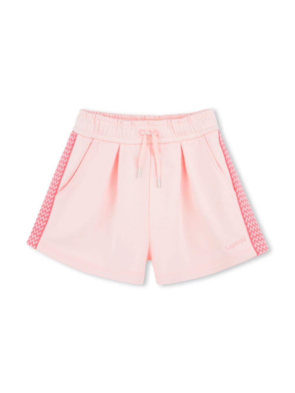 Shorts per bambina Lanvin Enfant rosa con fascia laterale con treccia N30247 452 LANVIN 