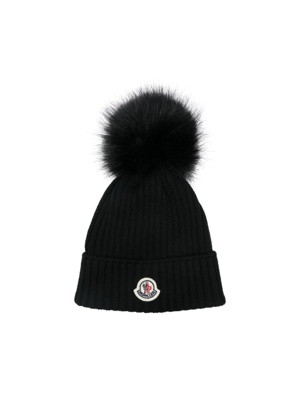 Berretto per bambini Moncler Enfant nero con pompon L29543B00007M1131 999 MONCLER KIDS 