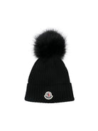 Berretto per bambini Moncler Enfant nero con pompon L29543B00007M1131 999 MONCLER KIDS 