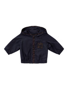 Giubbino per neonato Fendi Kids blu con toppa quadrata con logo FF BUA123 AS56 F0QG0 FENDI KIDS 