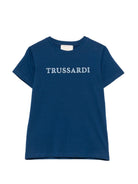 T-shirt per bambino TRUSSARDI JUNIOR blu con dettaglio logo TBP26038TS BLUE EST. TRUSSARDI KIDS 