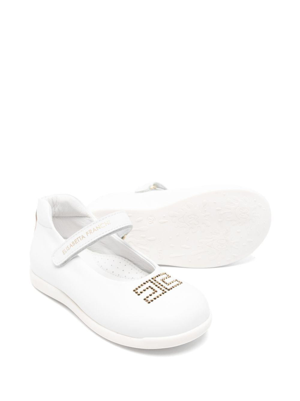 Ballerine per bambina Elisabetta Franchi La Mia Bambina bianche con logo ricamato F1A3E04690092 B093 ElISABETTA FRANCHI KIDS 