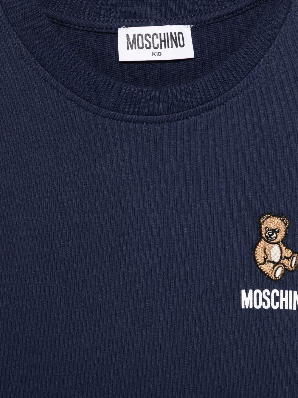 Felpa per bambini Moschino Kids blu con ricamo Teddy Bear HUF09XLCA19 40016 MOSCHINO KIDS 