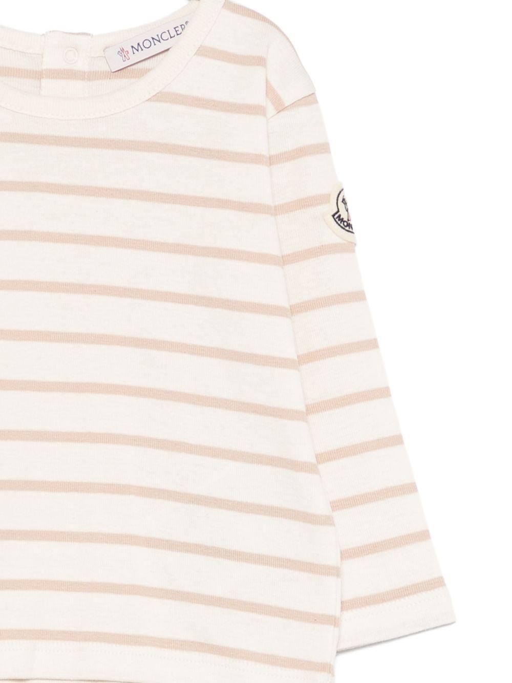 Completo per neonato Moncler Kids beige con logo sul davanti L19518M0000389AKM 222 MONCLER KIDS 