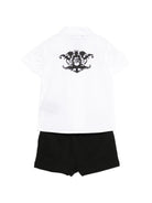 Set camicia e shorts per neonato John Richmond Junior bianco e neri con logo sul retro RIP26076CE WHITE JOHN RICHMOND KIDS 