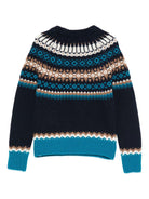 Maglione per bambino Moncler Enfant blu con motivo Fair Isle K29549C00011M1115 778 MONCLER ENFANT 