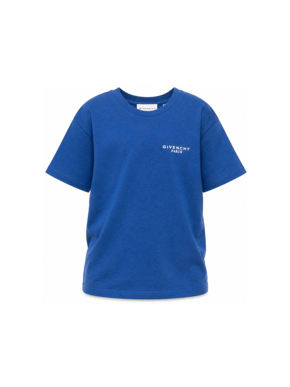 T-shirt per bambini Givenchy Kids blu con logo sul petto H31280 865 GIVENCHY KIDS 