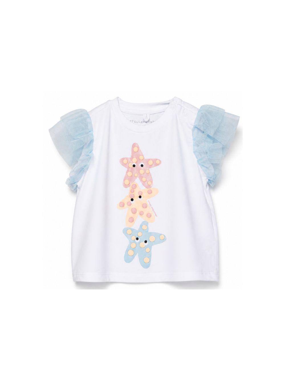 T-shirt per neonata Stella McCartney Kids bianca con motivo stella marina TY8071 Z0434 100 STELLA McCARTNEY KIDS 