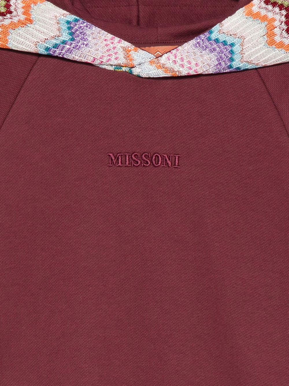 Felpa per bambina Missoni Kids bordeaux con cappuccio con motivo a zigzag MZ4A00 Z3183 530 MISSONI KIDS 