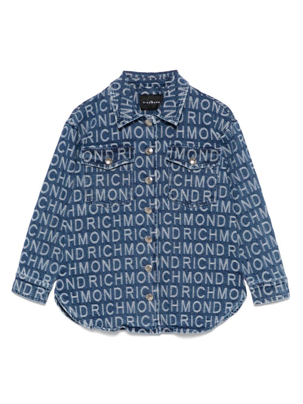 Camicia per bambina John Richmond Junior in denim con logo jacquard RGP25164CA DENIM JOHN RICHMOND JUNIOR 