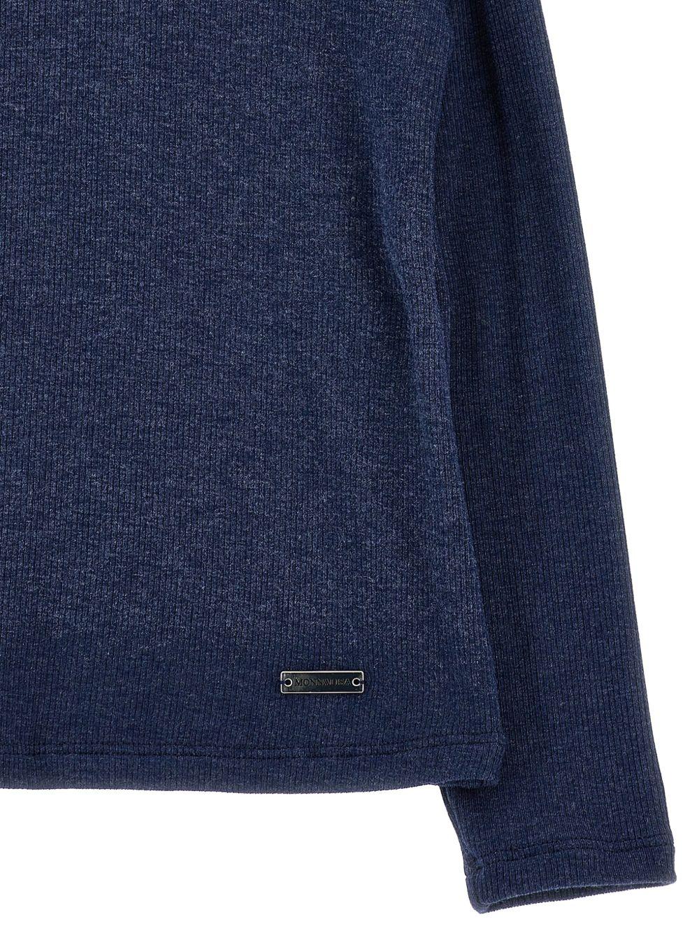 Maglione per bambina Monnalisa Kids blu con motivo a coste 17HLUC 8212 056M MONNALISA KIDS 