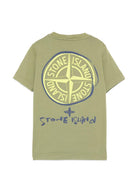 T-shirt per bambino Stone Island Junior verde con dettaglio logo L1S162100009S0377 V0058 STONE ISLAND KIDS 