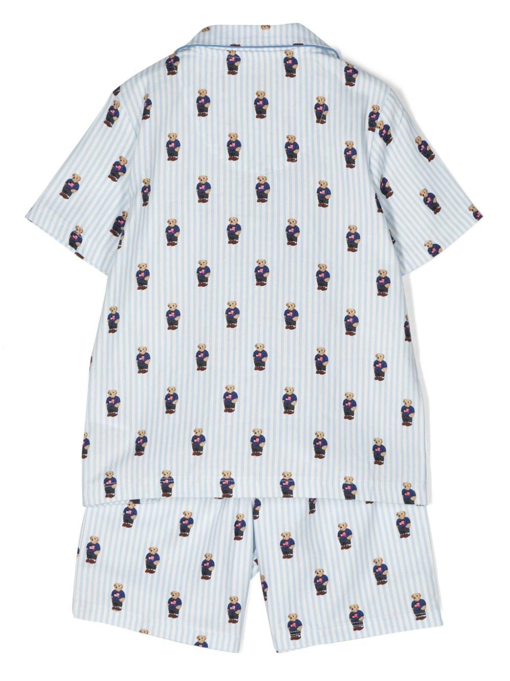 Pigiama per bambino Polo Ralph Lauren Kids azzurro con stampa Polo Bear P0139 W2O Ralph Lauren kids 