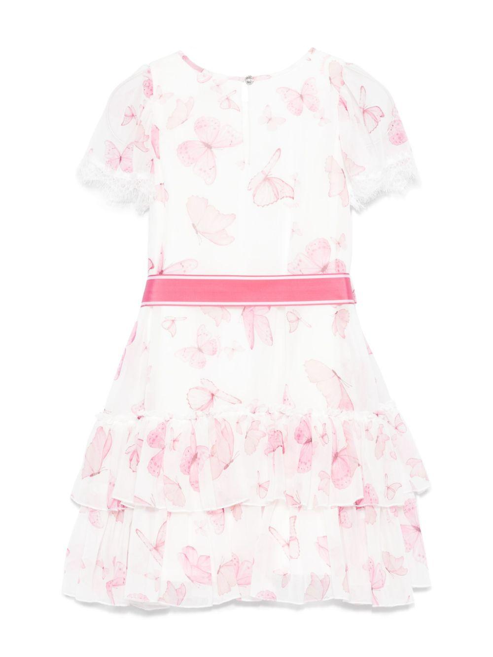 Abito per bambina Monnalisa rosa con stampa farfalla 71E908 5620 0190 MONNALISA 