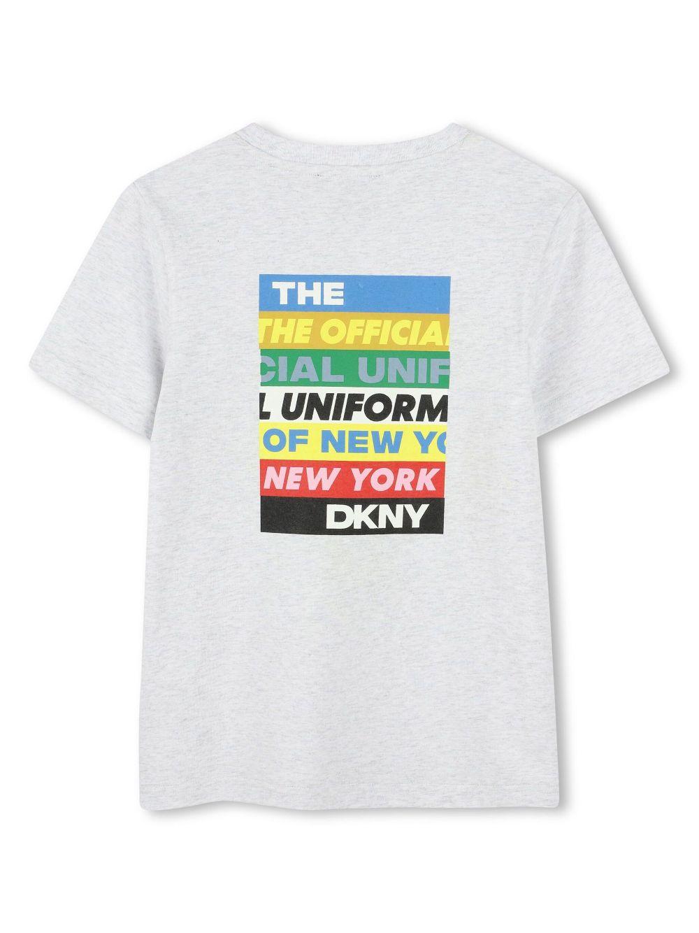 T-shirt per bambino Dkny Kids grigio con stampa con slogan D62302 A10 DKNY 