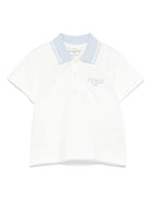 Polo baby per neonato Fendi Kids bianco con orlo dritto BMI257 AVP F1RAX FENDI KIDS 