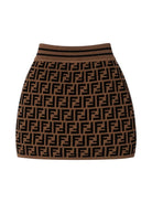 Gonna per bambina Fendi Kids marrone con dettaglio logo FF all-over JFG070 AEYD F15B6 FENDI KIDS 