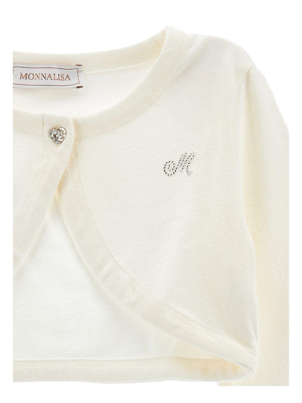 Cardigan per bambina Monnalisa bianco con bottoni a cuore 17G802 7204 0001 MONNALISA KIDS 