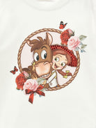 T-shirt per bambina Monnalisa Kids bianca con stampa grafica cowgirl 19H601 8004 0001 MONNALISA KIDS 