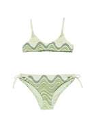 Costume da bagno per bambina MC2 Saint Barth Kids verde con motivo ondulato PALO002 01121L MC2 ST. BARTH KIDS 