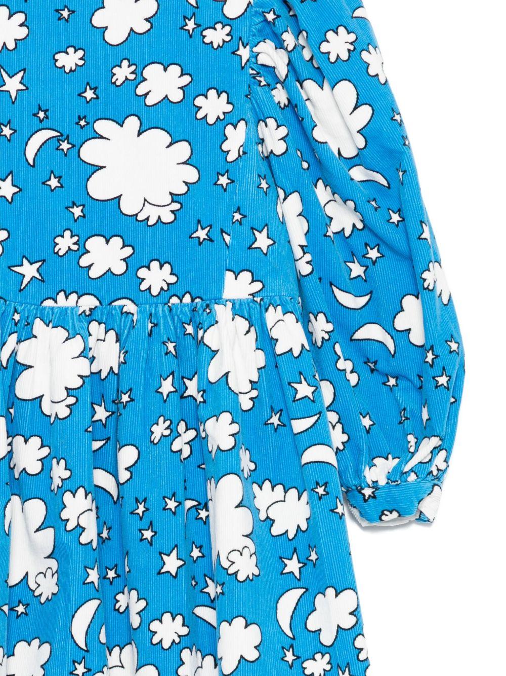 Abito per bambina Stella McCartney Kids azzurro con stampa con nuvole e stelle TX1B90 Z3081 644MC STELLA McCARTNEY KIDS 