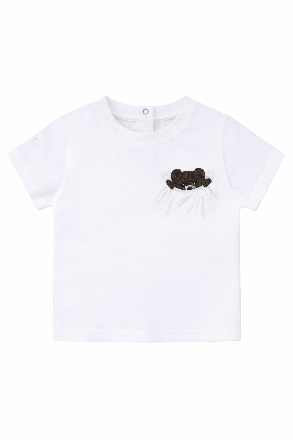 T-shirt per neonati Fendi Kids bianca a maniche corte con grafica sul petto BUI100 ST8 F0TU9 FENDI KIDS 