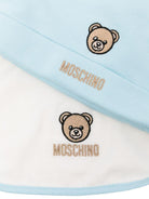 Set berretto e bavaglino per neonato Moschino Kids azzurro con motivo Teddy Bear MUY08OLCA60 40304 MOSCHINO KIDS 