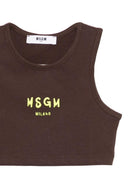 Top per bambina MSGM Kids marrone con stampa logo S6MSJGTO011 943 MSGM KIDS 