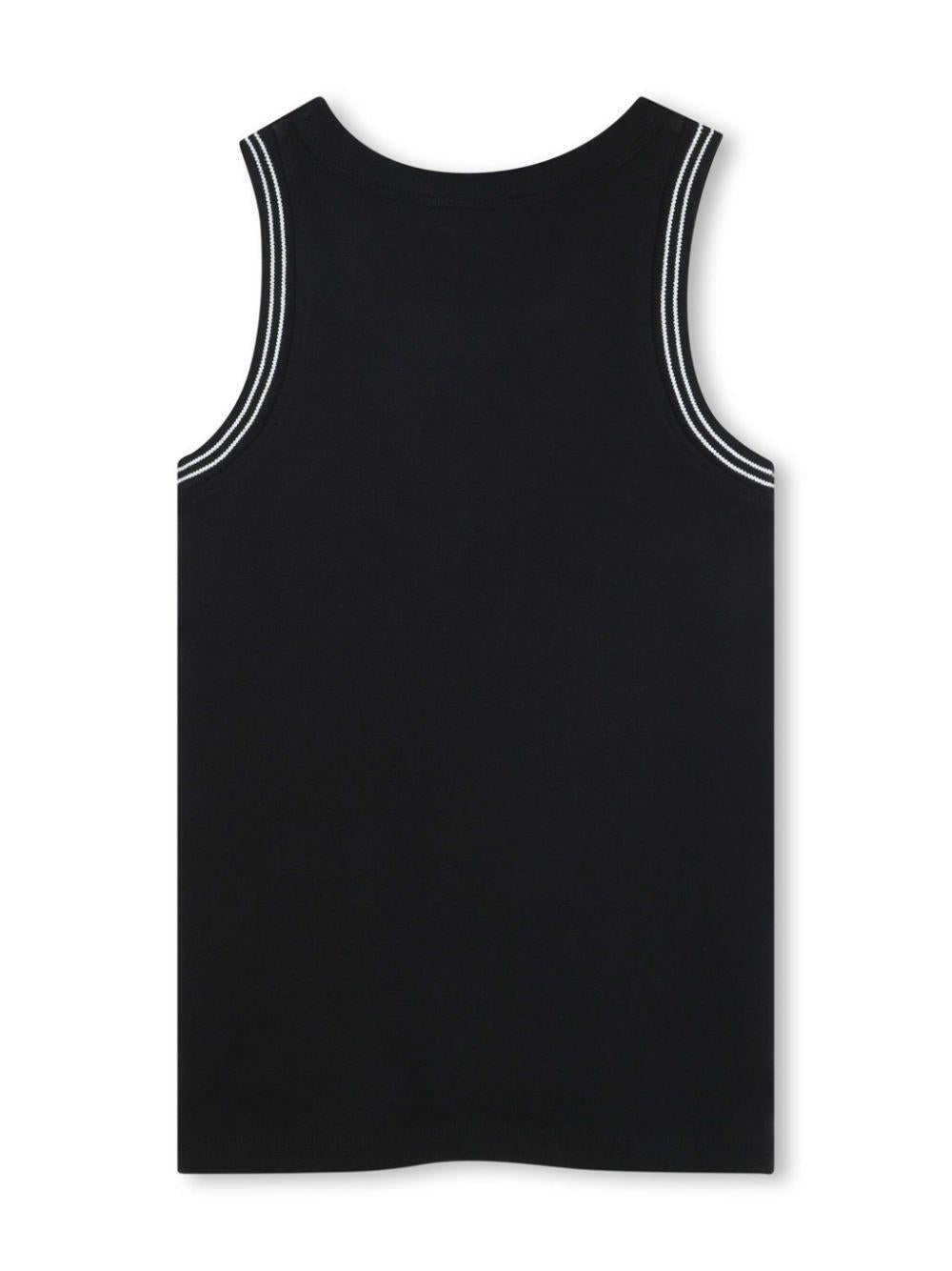 Top per bambina Dkny Kids nero con stampa con logo sul davanti con orlo dritto D62263 09B DKNY 