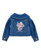 Giacca per neonata Monnalisa blu con ricamo a fiori 39G101 7017 0055 MONNALISA KIDS 