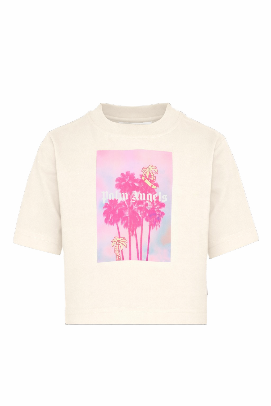 T-shirt per bambina Palm Angels Kids bianca con stampa grafica sul davanti PGAA004S26JER002 002 PALM ANGELS KIDS 