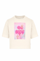T-shirt per bambina Palm Angels Kids bianca con stampa grafica sul davanti PGAA004S26JER002 002 PALM ANGELS KIDS 