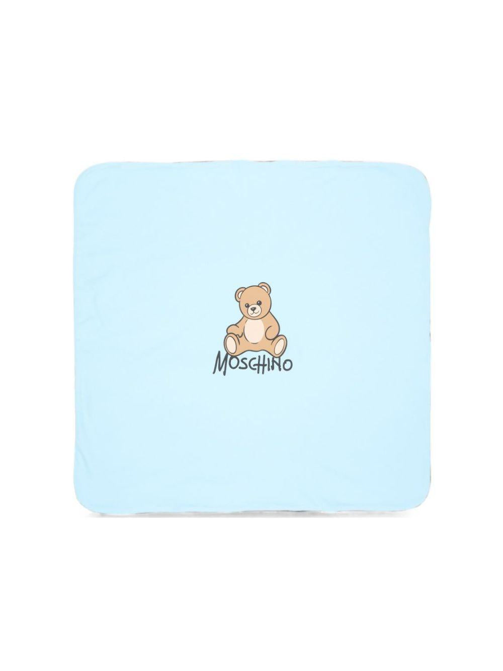 Coperta per neonato Moschino Kids azzurro con dettaglio Teddy Bear MTB00FLCA40 40304 MOSCHINO KIDS 