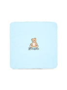 Coperta per neonato Moschino Kids azzurro con dettaglio Teddy Bear MTB00FLCA40 40304 MOSCHINO KIDS 