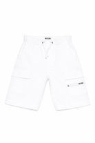 Shorts cargo per bambino Moschino Kids bianco con dettaglio logo HUQ02ILLA14 10101 MOSCHINO KIDS 