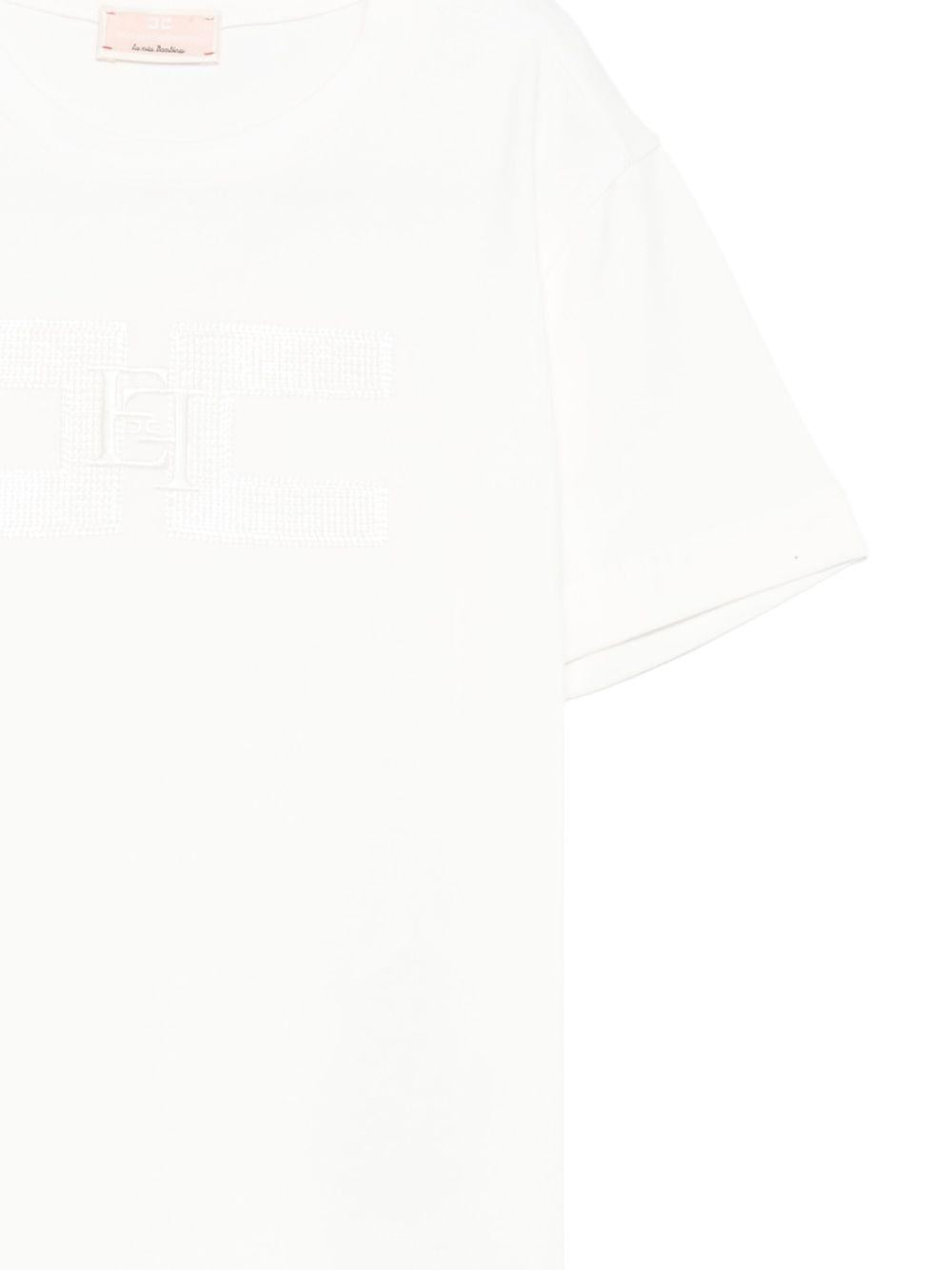 T-shirt per bambina Elisabetta Franchi La Mia Bambina bianco in cotone con logo EFTS2420JE006 0000 ElISABETTA FRANCHI 