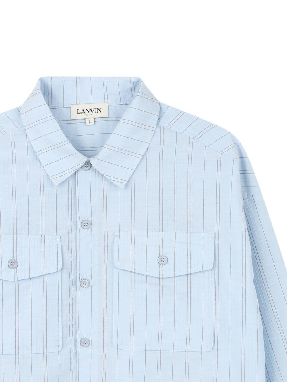 Camicia per bambino Lanvin Enfant azzurra con tasche sul petto N30365 79L LANVIN KIDS 