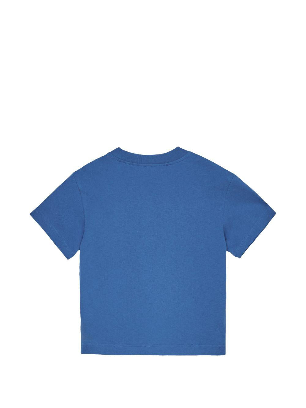 T-shirt per bambino Palm Angels Kids blu con logo sul petto PBAA003S26JER002 060 PALM ANGELS KIDS 