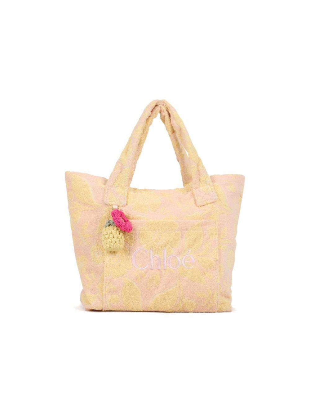 Borsa a spalla per bambina Chloé Kids rosa a fiori con logo C21227 S05 CHLOE' KIDS 