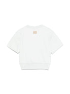 T-shirt con logo per bambino MSGM Kids celeste con orlo a coste S5MSJUSW167 MS013 MSGM KIDS 